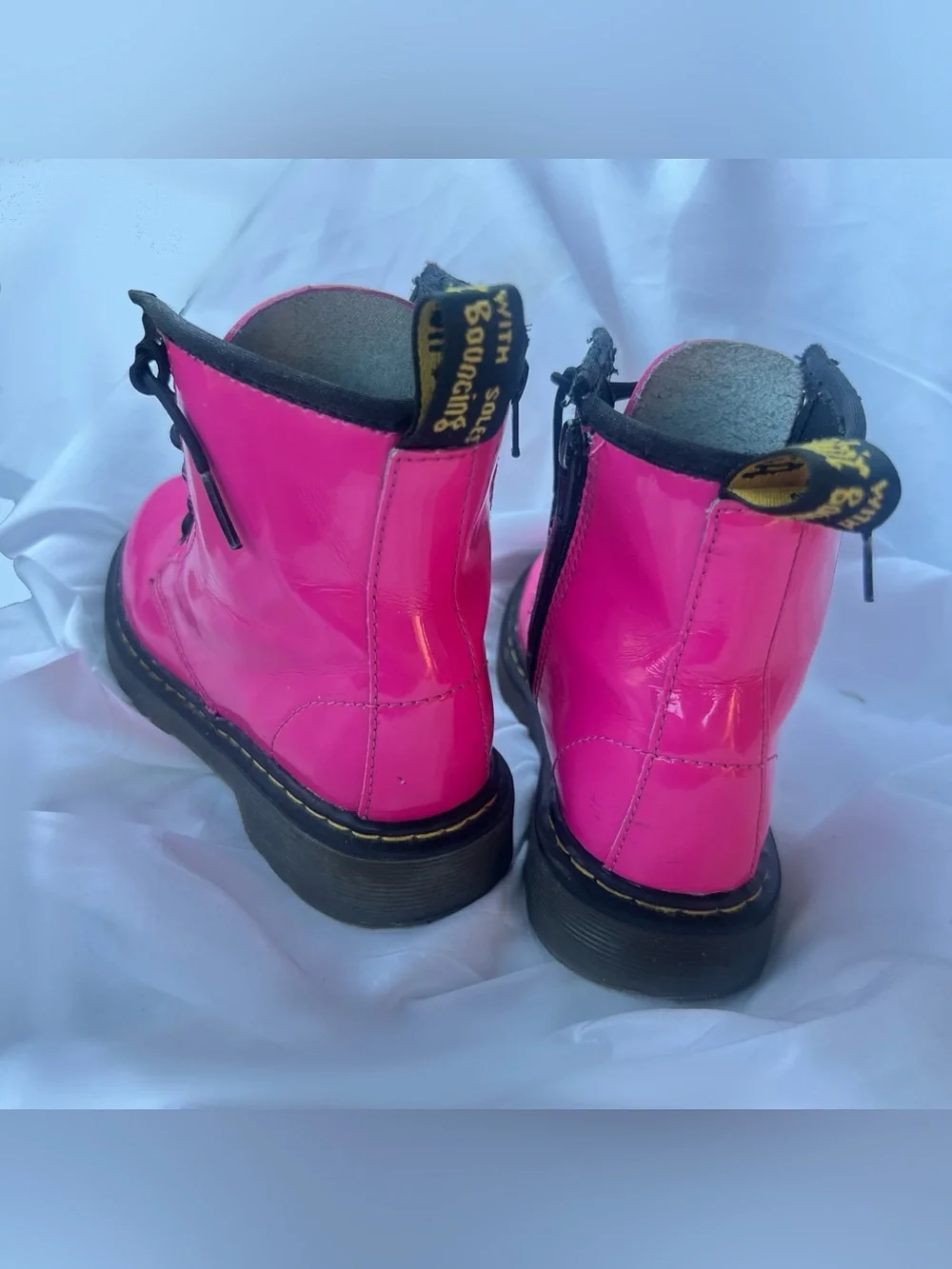 Dr Martens Hot Pink Zip Up Delaney Combat Boots Youth Size 1